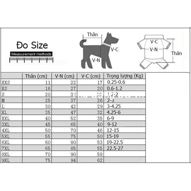 bảng size