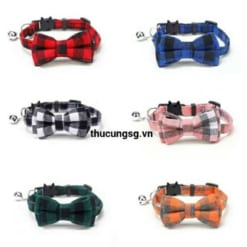 Vòng cổ caro nơ kèm chuông bản 1cm - cái