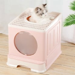 Nhà vệ sinh cho mèo hộp gấp cửa tròn có khay kéo