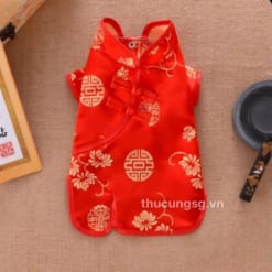 Áo sườn xám Tết cho chó mèo