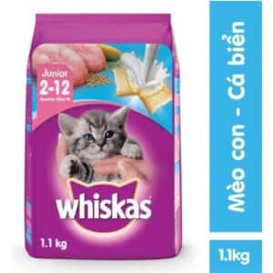Thức ăn mèo con Whiskas Junior cá biển và sữa 1.1kg - Gói