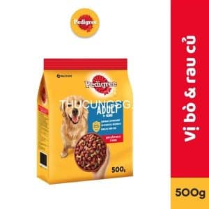 Thức ăn hạt chó lớn Pedigree vị bò rau 500g - Gói