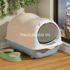 Nhà vệ sinh cho mèo phối màu hình bầu dục