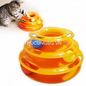 Đồ chơi tháp banh 3 tầng tròn cho mèo - Cái