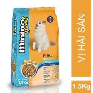 Thức ăn mèo Minino Yum hải sản gói 1.5kg - gói