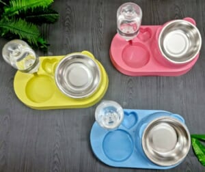 Bát gấu 3in1 kèm chén inox bình nước