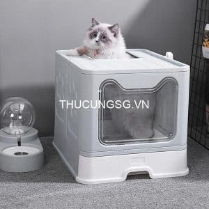 Nhà vệ sinh mèo hộp gấp cửa tai mèo lớn