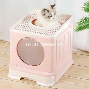 Nhà vệ sinh mèo hộp gấp cửa tròn