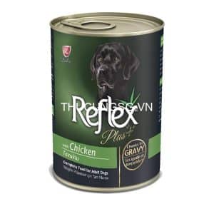 Thức ăn hỗn hợp Reflex Plus chó lon 400g (gà gravy) - lon