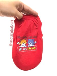 Áo tết ba lỗ hình mèo đỏ