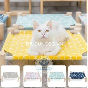 Giường võng trụ gỗ cho chó mèo