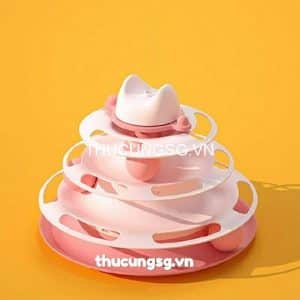 Đồ chơi tháp banh 3 tầng đầu mèo trục xoay F103