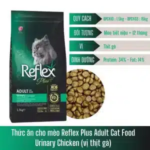 Hạt mèo sỏi thận Reflex Urinary - Bao 15kg