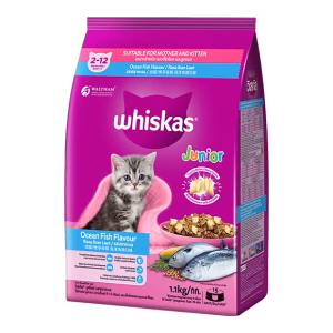 Thức ăn mèo con Whiskas Junior cá biển và sữa 1.1kg - Gói