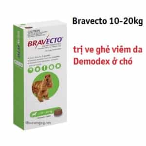 Bravecto 10-20kg Trị ve ghẻ viêm da Demodex ở chó