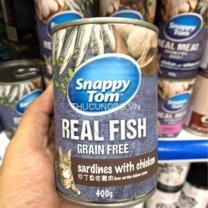 Pate mèo Snappytom real fish lon 400g
